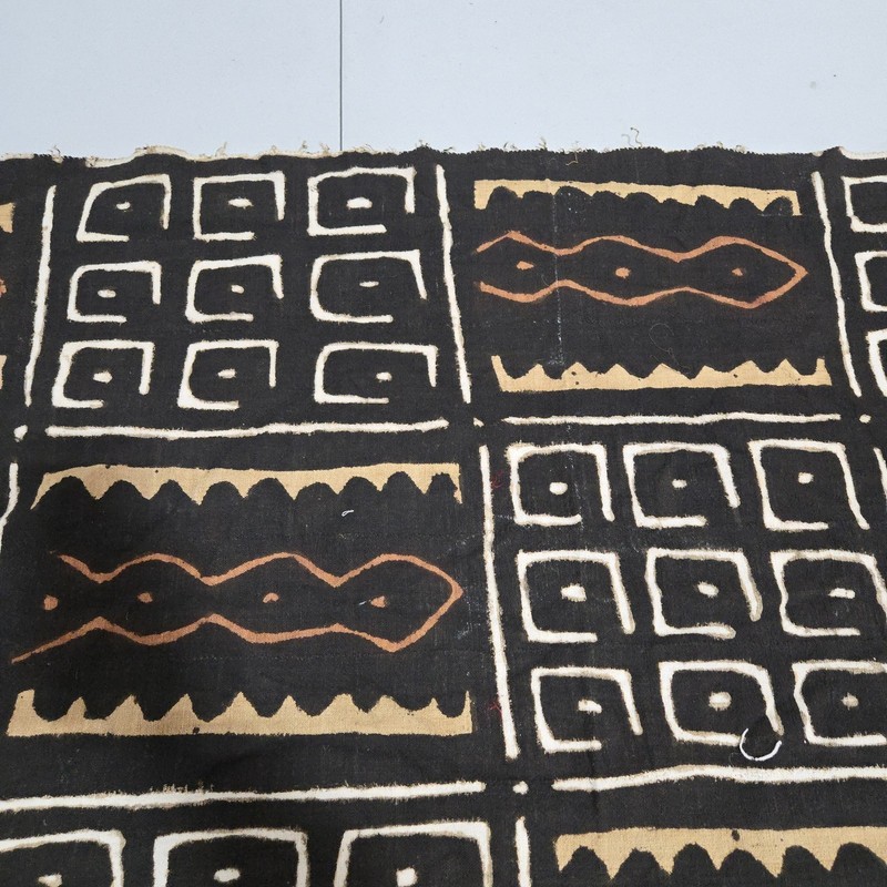 African Textile Art Mud Cloth | Abstract Geometric Pattern | 69 x 31 inches gallery
