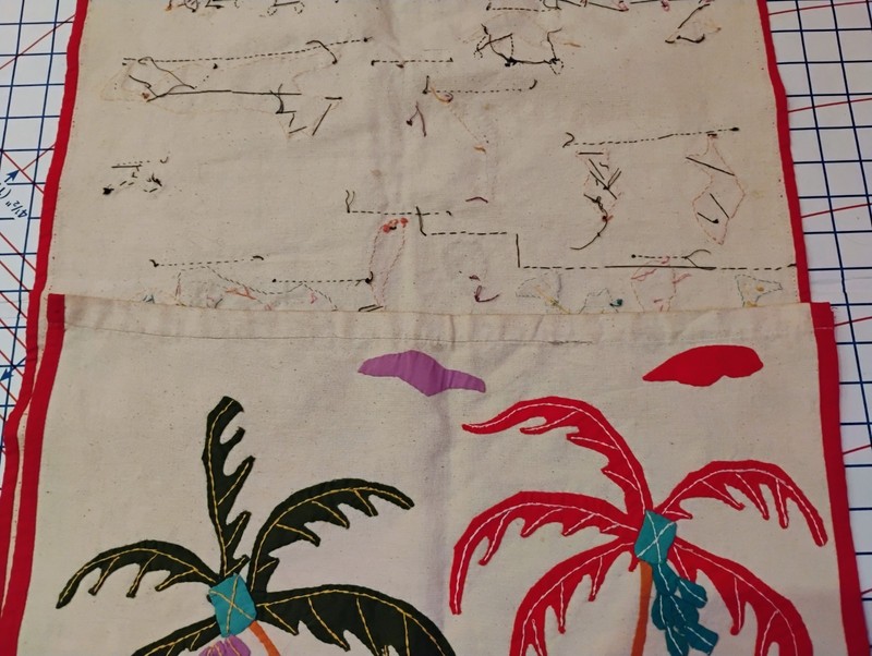 VTG Hand Sewn Applique Pictorial Tapestry Textile 19x54" Africa? India? gallery