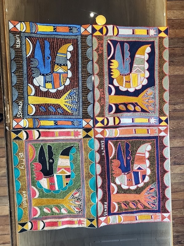 4 Kaross South African Art Embroidered Placemats Tapestry gallery