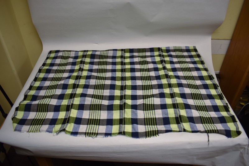Gambia Hand Woven Traditional Kumandino Cloth 61"X 38" Blue/Light Green/White gallery