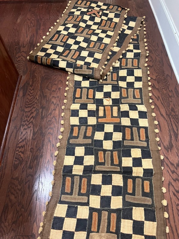 genuine 13 feet African (Congo) Kuba Raffia cloth fabric, natural woven handmade gallery