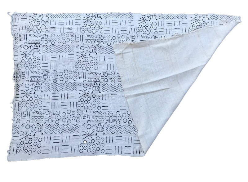 African Bogolan Black and White Mud Cloth Textile Mali 40" by 60" gallery