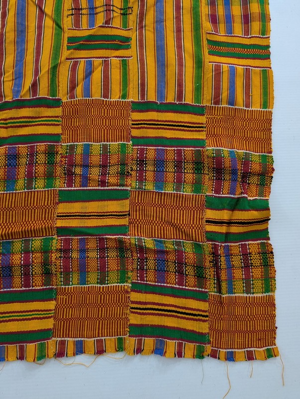 Vintage African Handwoven Patchwork Ghanaian Multicolor Kente Cloth 126x78in gallery