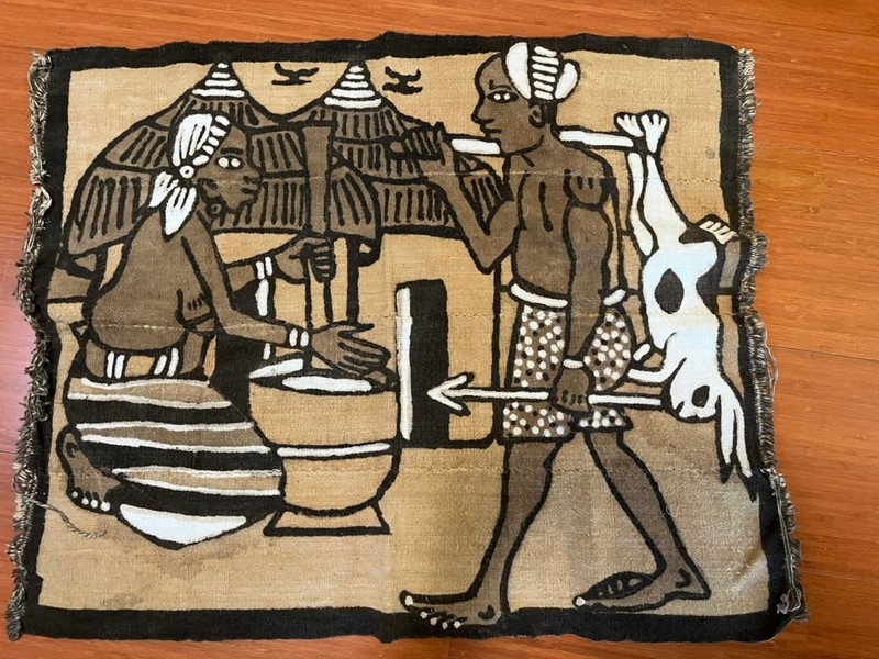 VINTAGE HANDWOVEN ART OF AFRICA HANDPAINTED KORHOGO STORYTELLING MUDCLOTH