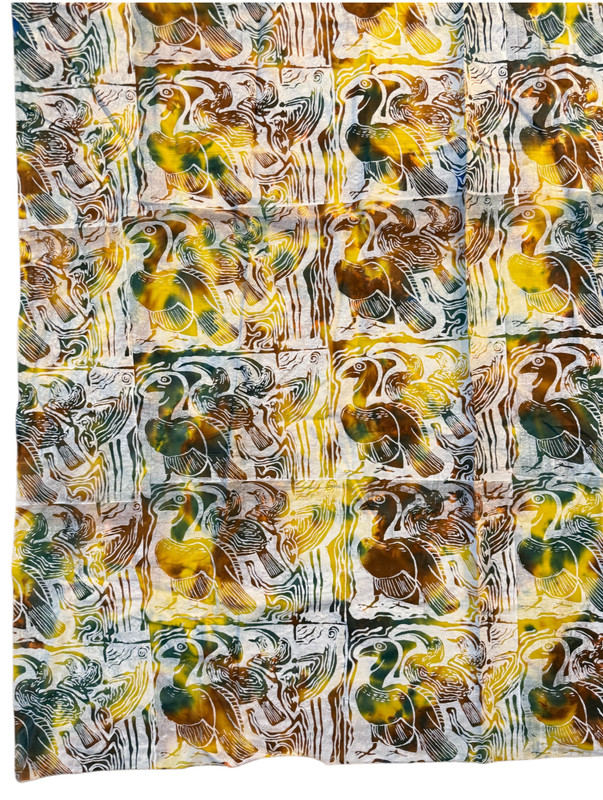 African Batik Wall Hanging Birds Wood Block Art Tapestry Repeat Pattern 77 x 56 gallery