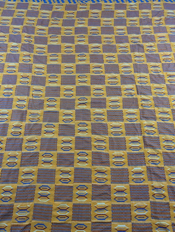 Vintage African Handwoven Patchwork Ghanaian Multicolor Kente Cloth 126x78in gallery