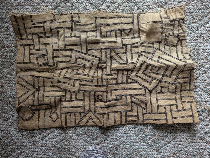AFRICAN KUBA RAFFIA CLOTH HANDMADE PANEL TEXTILE CURRENCY KASSAI SHOOWA DR CONGO
