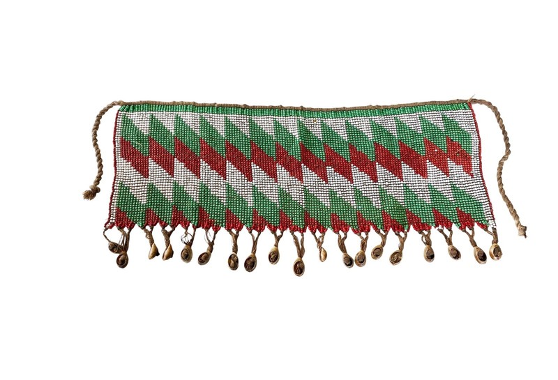 #1423 Vintage Ceremonial Skirt Kirdi Beaded Cache Sex Pikuran Cameroon 18.5" w gallery
