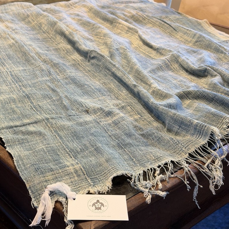 Vintage African Faded Indigo Denim Mossi Mudcloth 83”L x 38” W Textile | No. 69 gallery