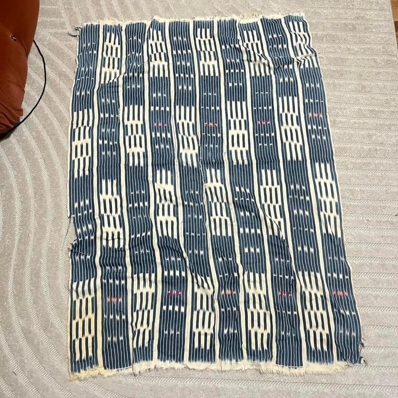 VTG Ivory Coast Baule cloth West African textile Indigo dye ikat gallery
