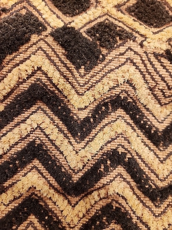 African Kuba Cloth Panel Vintage Hand Tied 20" x 17.5" gallery