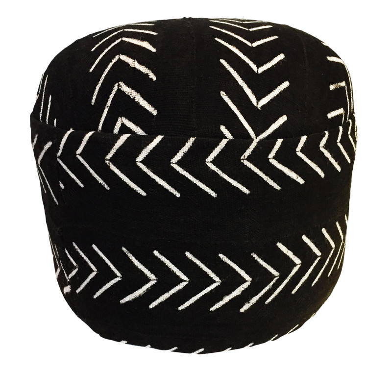 # 637 nCustom Made Ottoman in African Malian Black & White Mud Cloth 17" h gallery