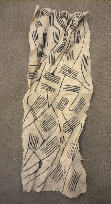 AFRICAN VERY RARE M'BUTI PYGMY NATIVE PAINTING TEXTILE BARK LOIN CLOTH DR CONGO gallery