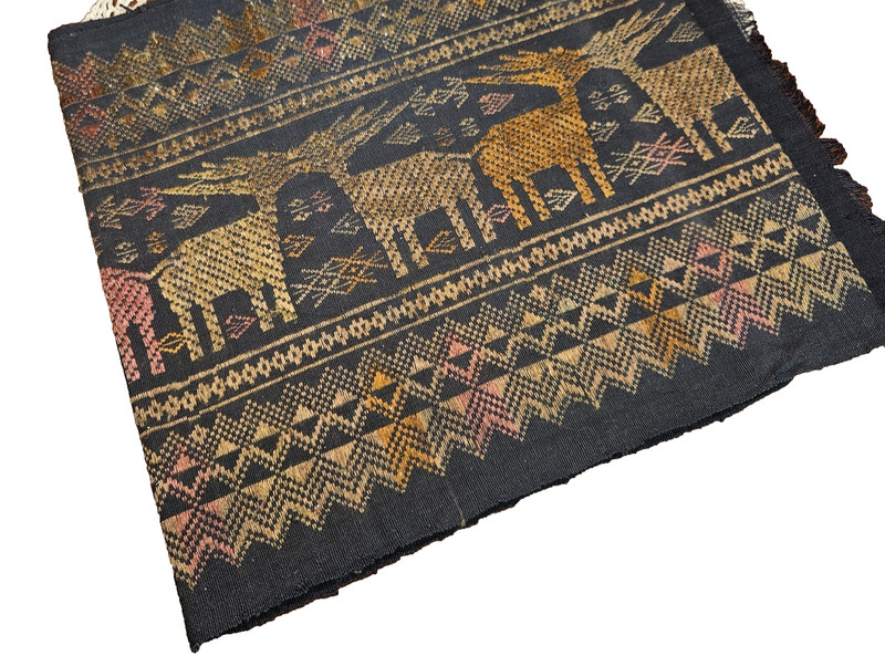 Ikat Handwoven Textile Wall Hanging Table Runner Reindeer Elk 32″ x 64″