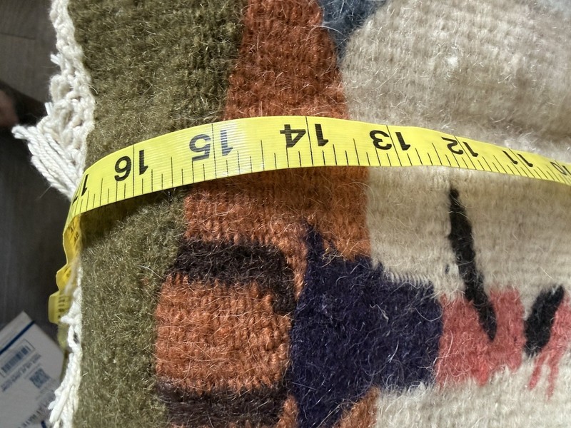 African Wool (maybe Mohair?) Hanging Wall Tapestry Hand Woven Lesotho 22”x17” gallery