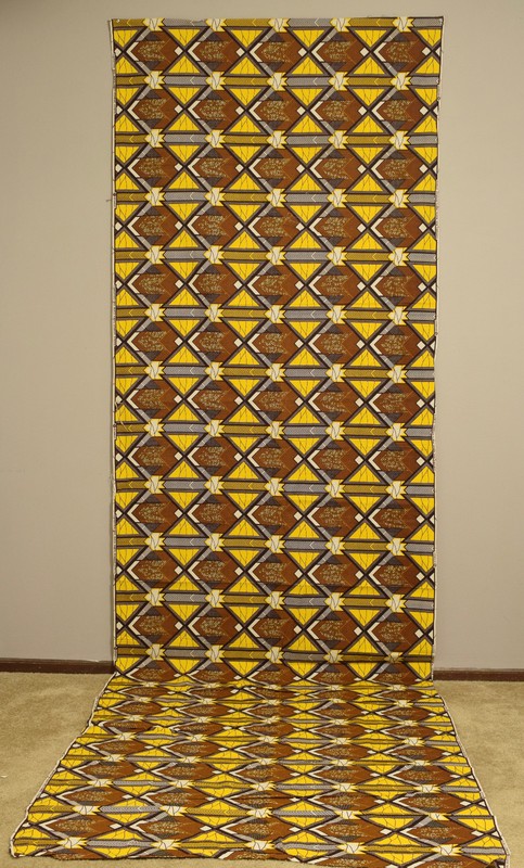 African Waxed Fabric Long Brown Yellow Black White Patten Dogon Fabric 145″