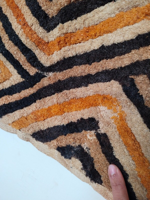 Vintage African hand woven kuba clothes Congo raffia small panel item808 gallery