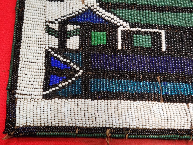 Vintage African Bead work panel 15 x 13" on oil Canopy Heavy Cloth 52w6 aa gallery
