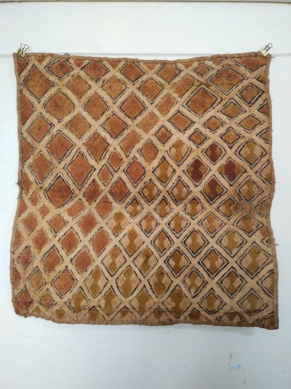Vintage Kuba Cloth Raffia Textile Traditional African woven Tribal Congo item895