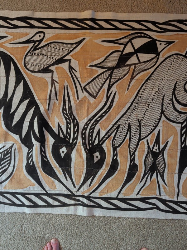 African Textile Art Mud Cloth Abstract Animal Design | 61 x 37 inches gallery