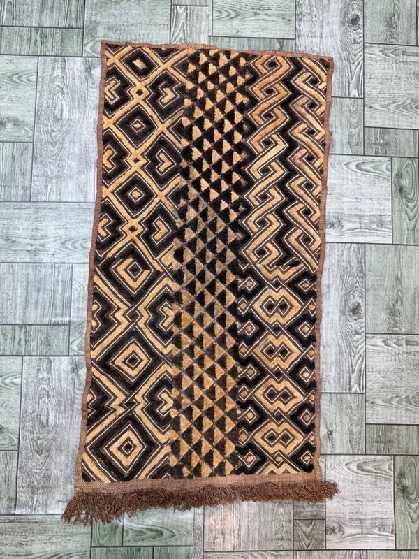 Vintage Beautiful Hand Woven Traditional African Raffia Congo Cloth Textile
