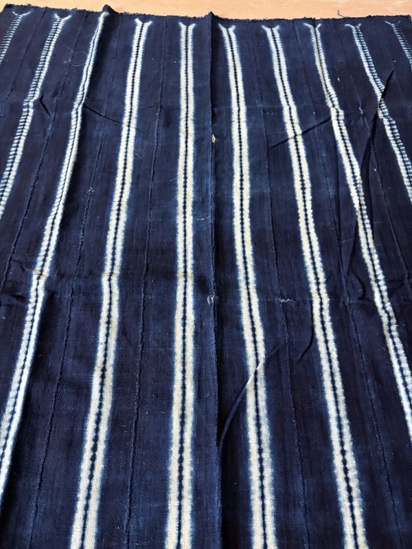 Vintage African Indigo Denim Shibori Mudcloth Fabric 59” L x 38" W Textile 1192 gallery