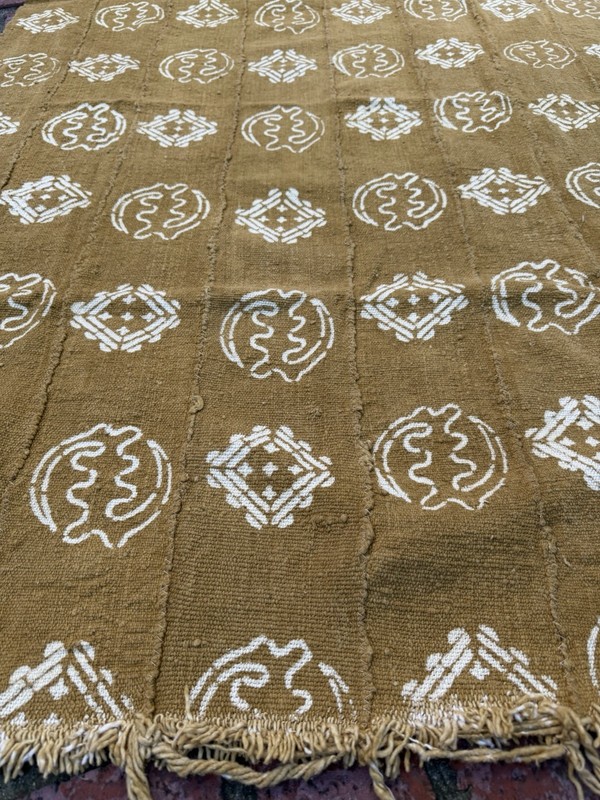 Vintage African Mustard Yellow Mudcloth 56” L x 40” W Textile | No. 114 gallery