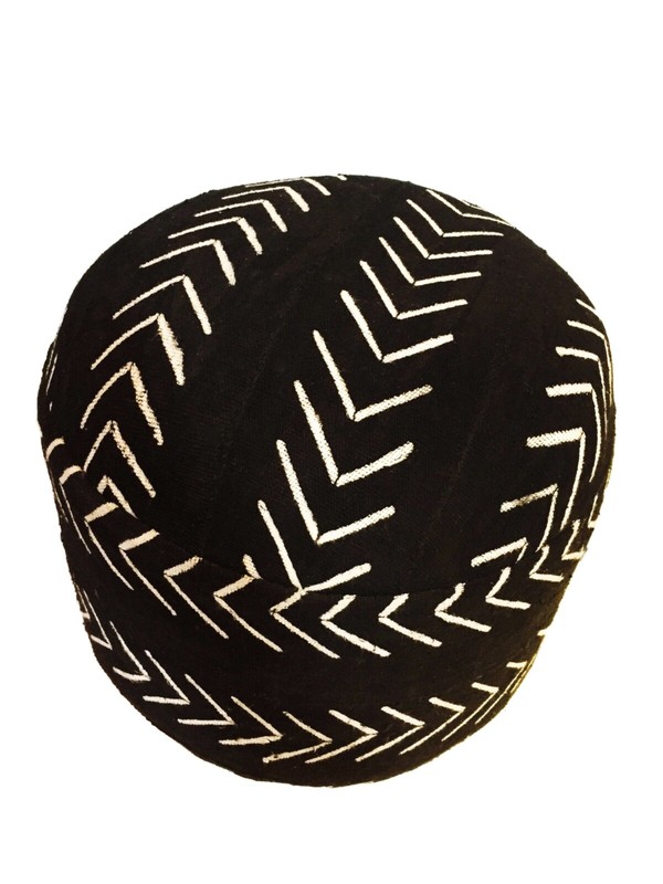 # 637 nCustom Made Ottoman in African Malian Black & White Mud Cloth 17" h gallery