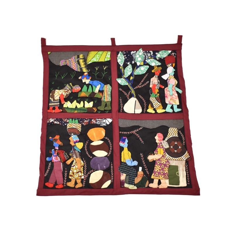 Weya 4 Panel Story Quilt Village Life Zimbabwe