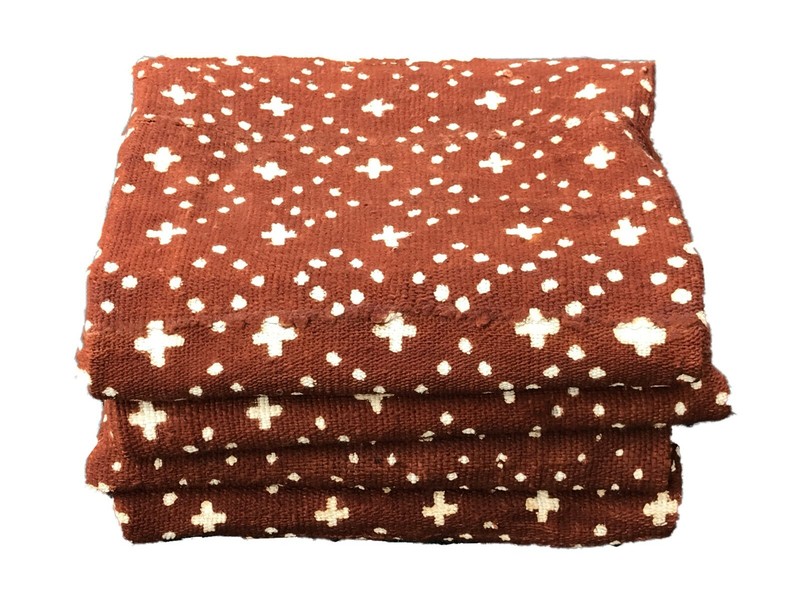 Pair Of African Bogolan Textile Brown and white Mud Cloth 66″ by 42″