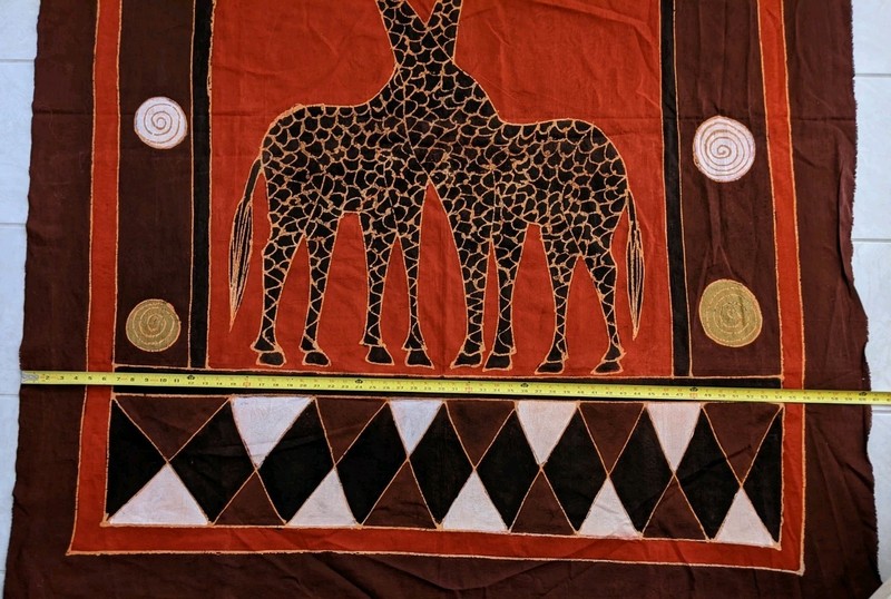 Vtg African Zimbabwe Thin Canvas 73“ x 60“ Painting Handmade Batik Signed DP gallery