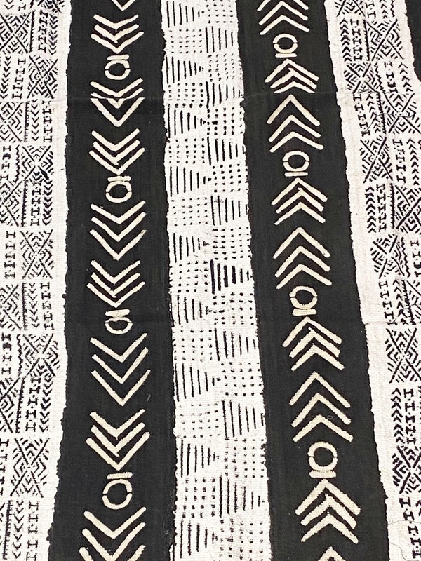 # 5731 African Black and White Mud Cloth Textile Mali 62" by 38" gallery
