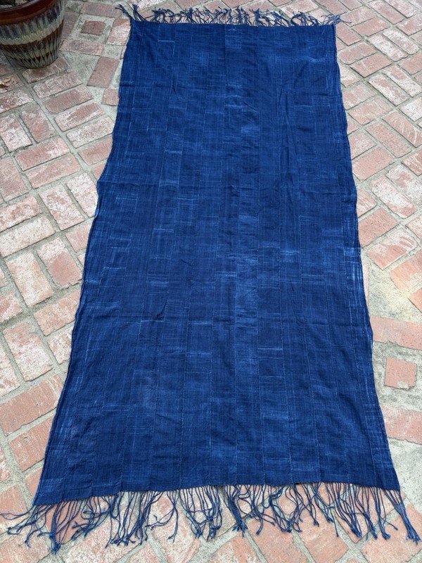 Vintage African Indigo Denim Mossi Mudcloth 85” L x 41”W Textile Throw | No. 101 gallery