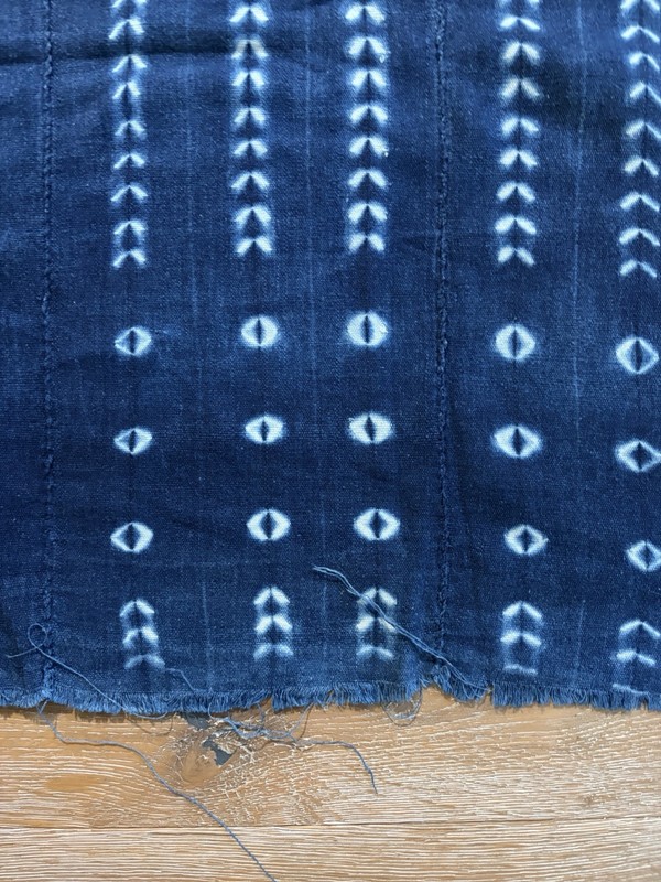 Vintage African Indigo Denim Shibori Mudcloth Fabric 57” L x 44” W Textile #426 gallery