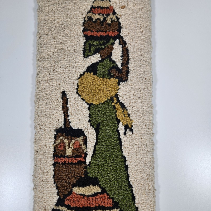 Vintage MCM African Women Wall Panel - Woven Wool Tapestry - Tribal Woman gallery