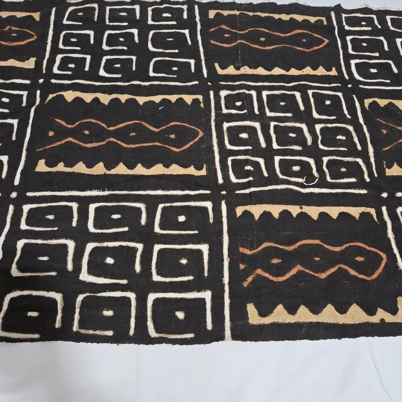 African Textile Art Mud Cloth | Abstract Geometric Pattern | 69 x 31 inches gallery