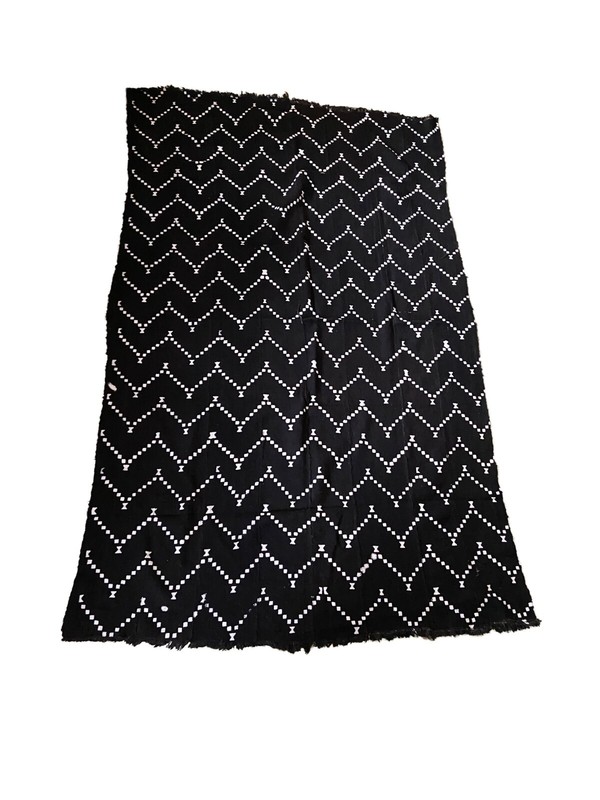 African Black and White Mud Cloth Textile Mali 42" by 66" gallery