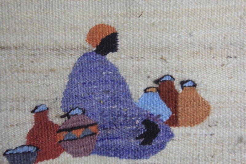VTG Genuine Setsoto Hand Woven South African Wool Tapestry Kingdom of Lesotho gallery