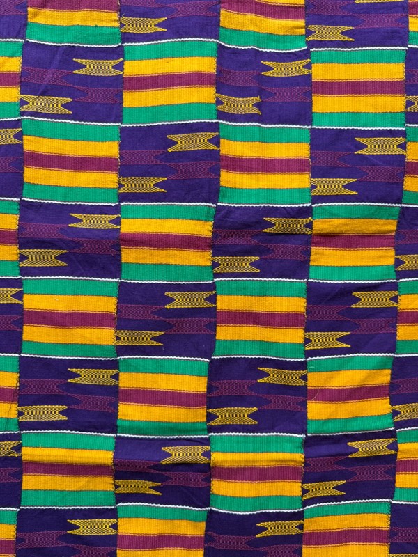 Vintage Gorgeous Hand Woven African Ewe Kente Cloth Textile 175x104 Cm gallery