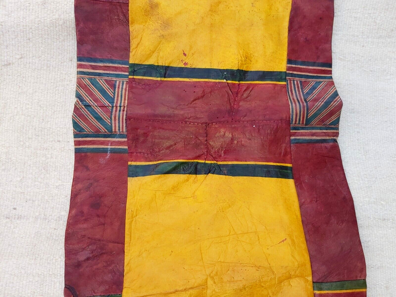 Vintage Tuareg Camel Fringed Leather Saddle,Tent Cushion Painted Cushion Mali gallery