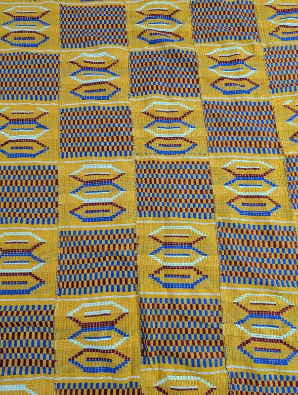 Vintage African Handwoven Patchwork Ghanaian Multicolor Kente Cloth 126x78in gallery