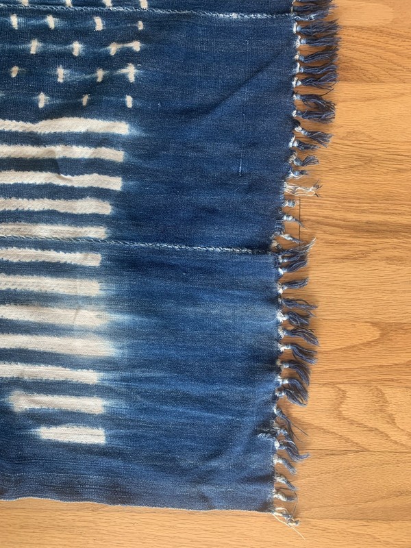 Vintage African Indigo Textile Mossi Burkina Faso Mud Cloth 62”x45” Fabric gallery
