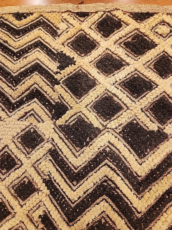 African Kuba Cloth Panel Vintage Hand Tied 20" x 17.5" gallery