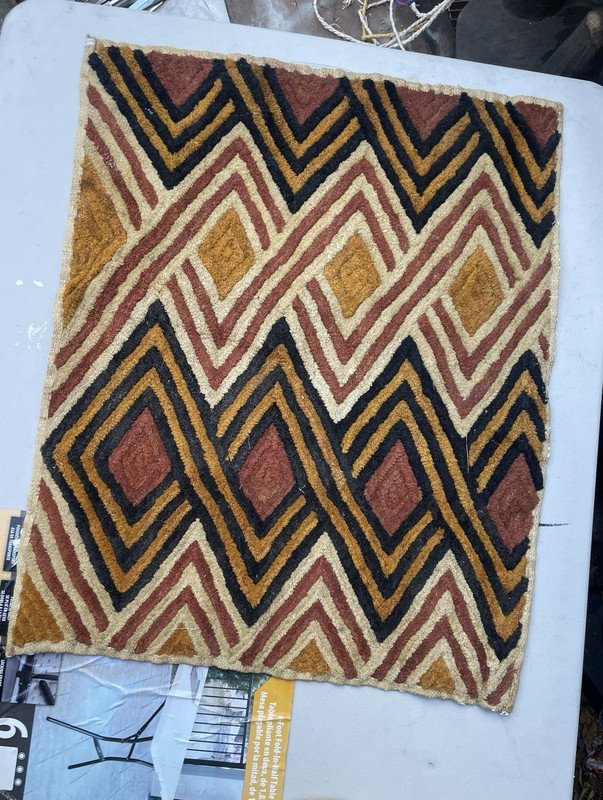 African Kuba Cloth – Handwoven Raffia Textile – Shoowa Cut Pile Geometric