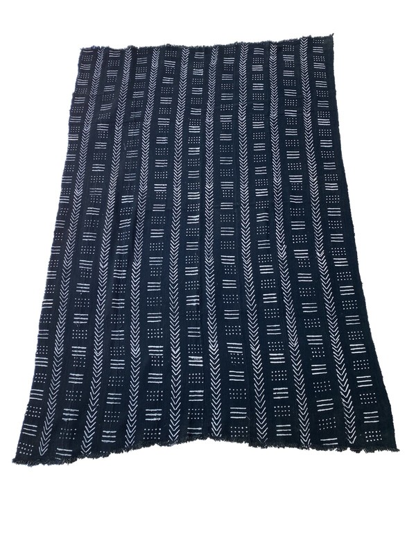 African Bogolan Black and White Mud Cloth Textile Mali 43 " by 62" gallery
