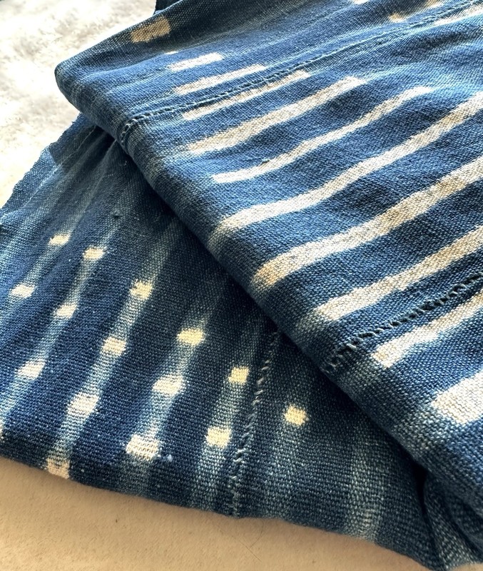 Vintage Indigo Blue Mud cloth –Hand-Dyed African Textile Fabric