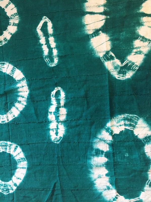 African Emerald Green & White Mud Cloth Textile Mali 45" by 63" gallery