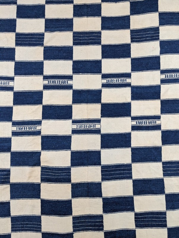 Vintage Traditional African Handwoven Checkerboard Textile 75x51in gallery