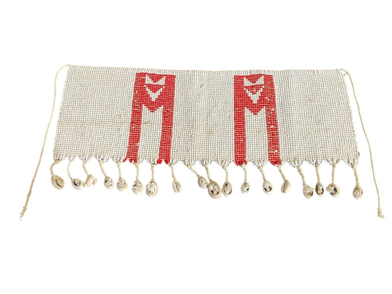 #6314 Ceremonial Skirt Kirdi Beaded Cache Sex Pikuran Cameroon 17' w gallery