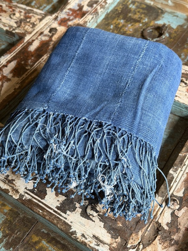 Vintage African Indigo Denim Mossi Mudcloth 67”L x 46” W | No. 72 gallery